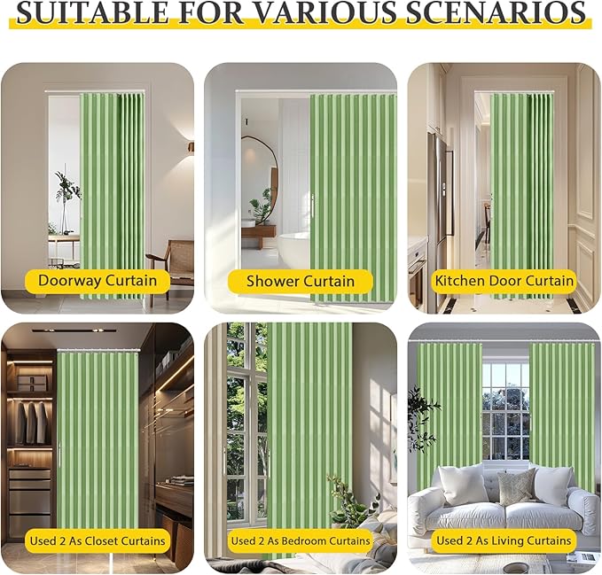 AJAZZ 100% Blackout Accordion Doors Interior Magnetic Door Curtain Accordion