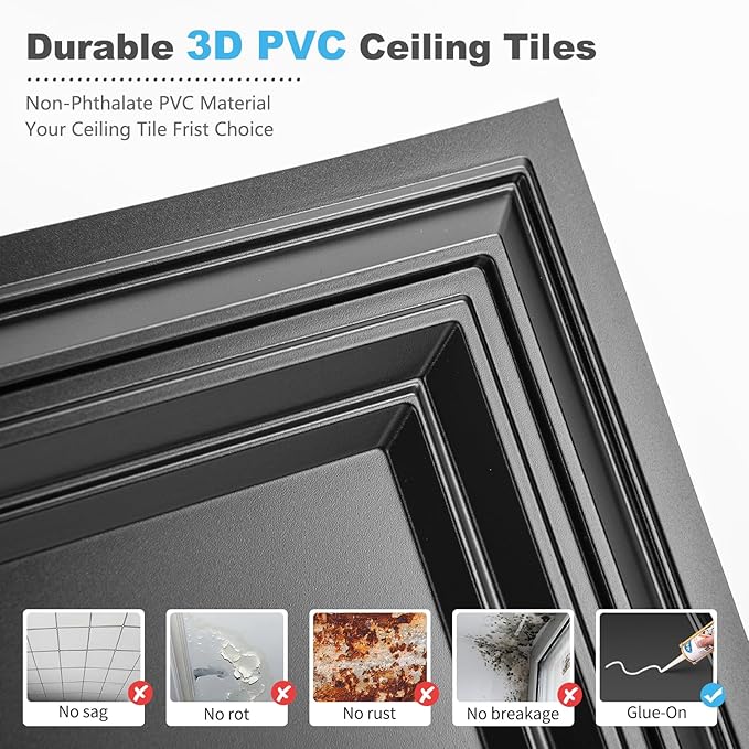 Art3d Drop Ceiling Tiles 48x24, Decorative PVC Ceiling Panels, Waterproof