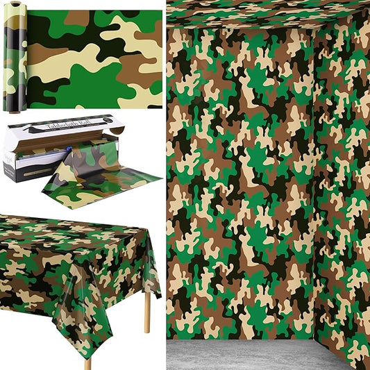 Kochorie 100 Ft x 54 Inch Camo Tablecloth Roll Camouflage Table Cover