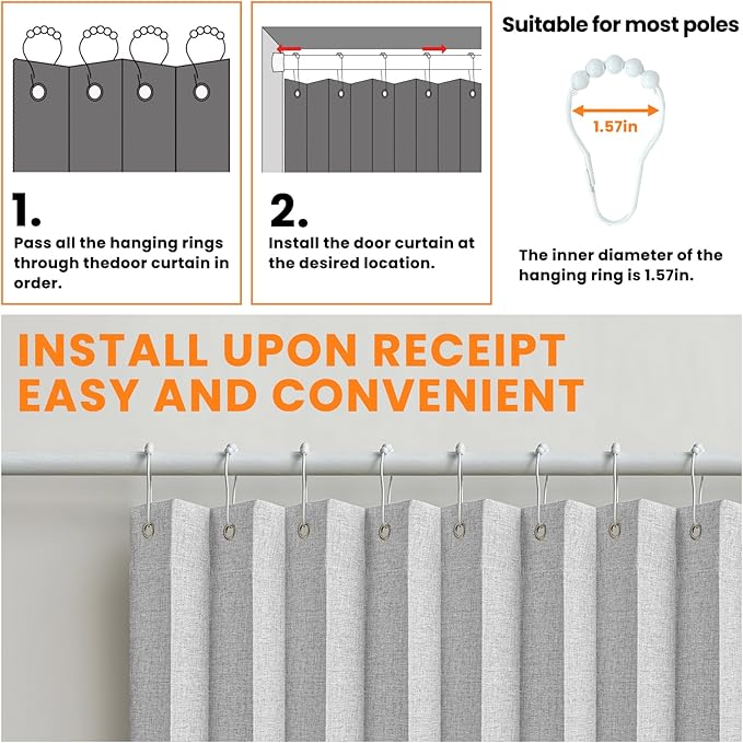 AJAZZ 100% Blackout Accordion Doors Interior Magnetic Door Curtain Closet Door
