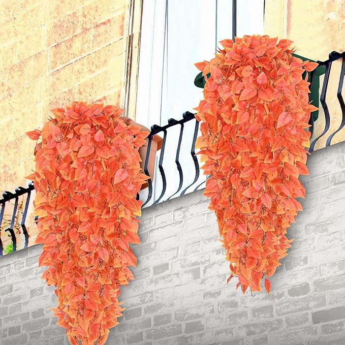 BLEUM CADE Fake Hanging Plants, Faux Orange Vines Hanging Plant