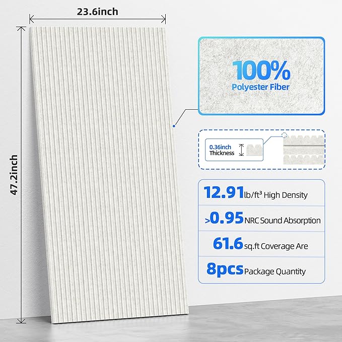8 Pack Large Acoustic Panels Sound Absorbing