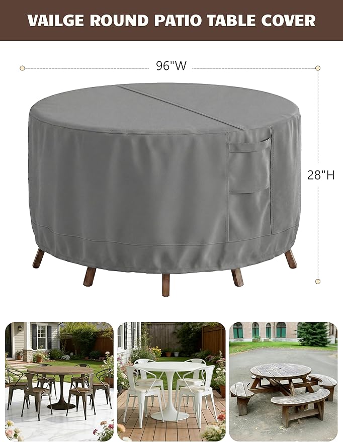 Patio Furniture Covers Waterproof, Outdoor Furniture Covers Waterproof Windproof with Padded Handles, Heavy Duty 600D Oxford Outdoor Table Chair Set Cover
