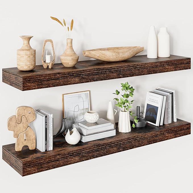 Floating Shelves for Wall 36 Inches Long, 9.3" Deep Rustic Brown Floating Shelf