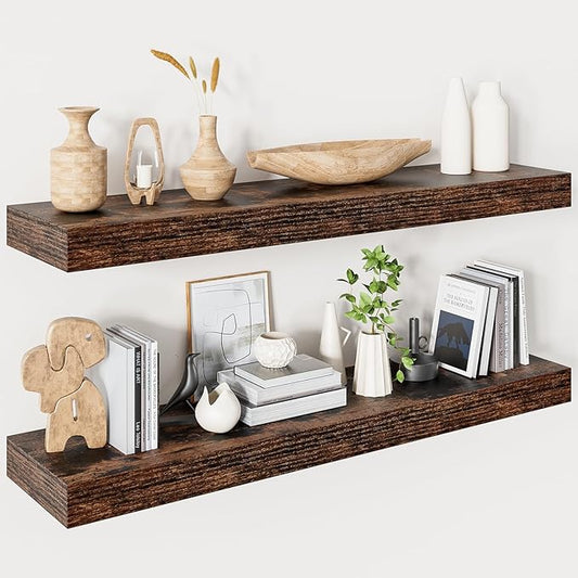 Floating Shelves for Wall 36 Inches Long, 9.3" Deep Rustic Brown Floating Shelf