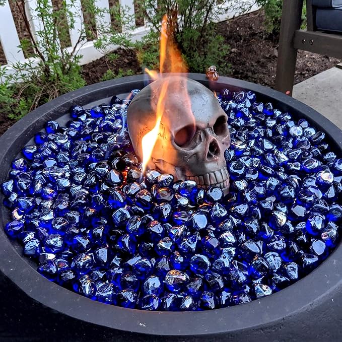 Mr. Fireglass 10 Pounds Diamond Fire Glass, 1 inch High Luster Reflective Fire Pit Glass Rocks for Propane & Natural Gas Fire Pits Fireplace & Lanscape, Cobalt Blue