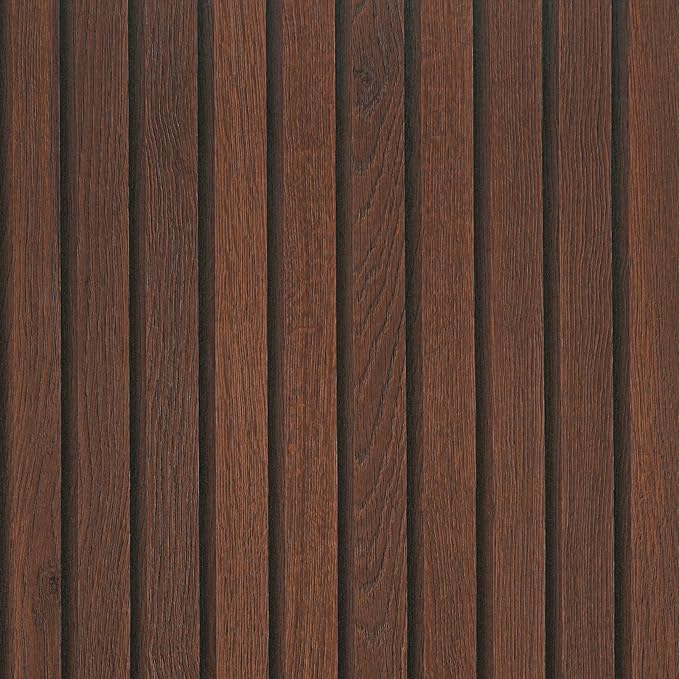 VEELIKE Dark Walnut Wood Slat Wallpaper Peel and Stick Wood Grain Panel