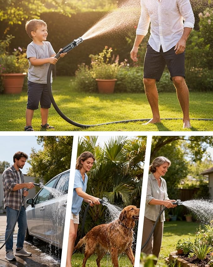 50ft Garden Hose, Ultra Lightweight All-Weather Water Hose, Durable & Flexible, Built-in Valve, Leak-free Connections, TPU Water Hose, Drinking Water Safe