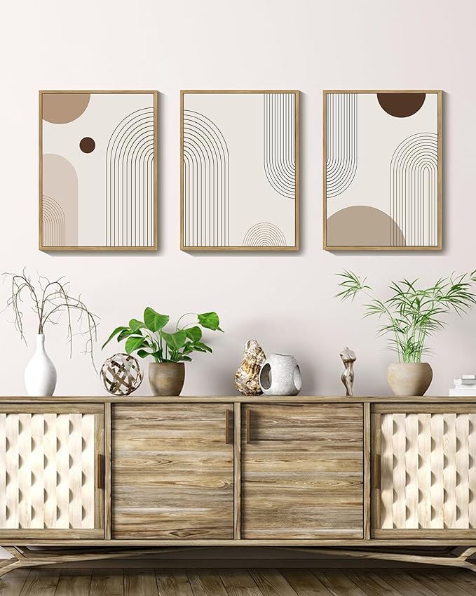 PHOPAGO Boho Wall Art Minimalist Bohemain Framed Wall Printing 11x14in Abstract