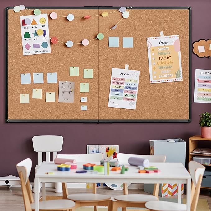 Extra Large Cork Bulletin Board 72" X 48", Foldable Notice Pin Board