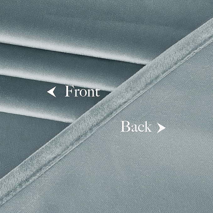 NICETOWN Stone Blue Velvet Curtains & Drapes 108 inches Long