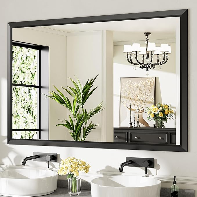 Briivue 60x40 Inch Black Bathroom Mirror