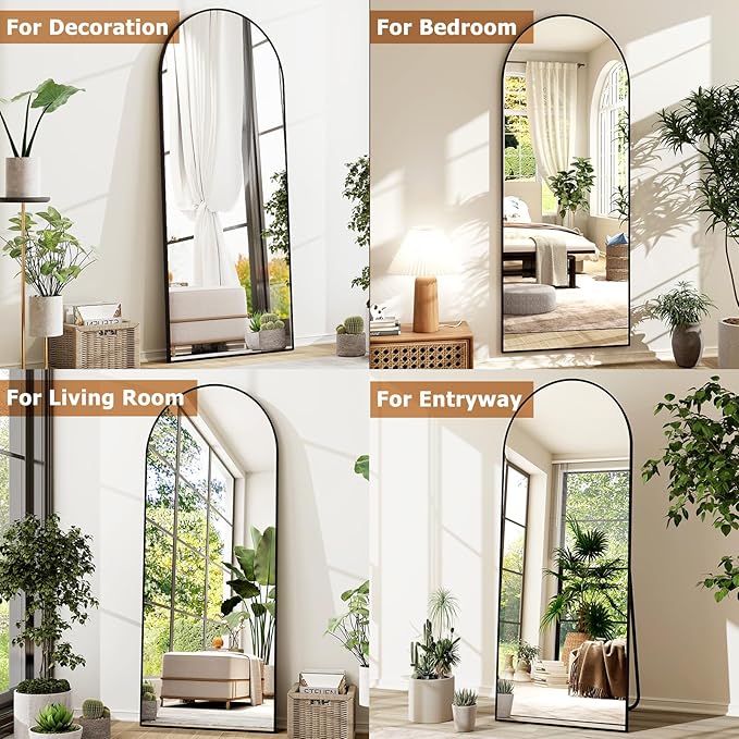GLSLAND-21x64 inch Arched Full Length Mirror-Aluminum Alloy Frame High