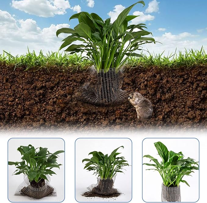 Root Guard Gopher Proof Wire Basket Mole and Vole Mesh Wire Baskets Underground Stainless Steel Wire for Plants Root Protection (Silver, 5 Gallon/ 8 Packs)