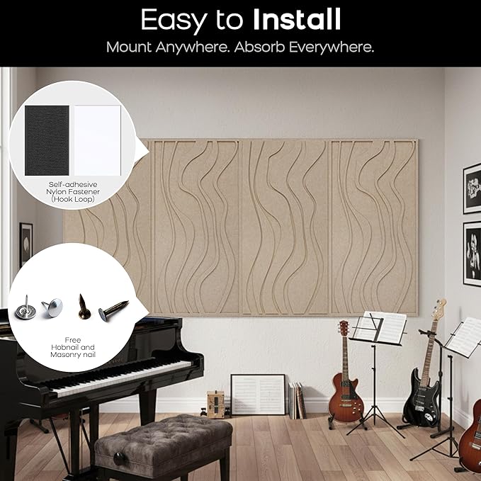 BUBOS 4 Pack Large Acoustic Panels, Total-Size 47.2 x 23.6 Inches Soundproof
