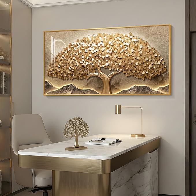 Large Framed Gold Tree of Life Wall Art