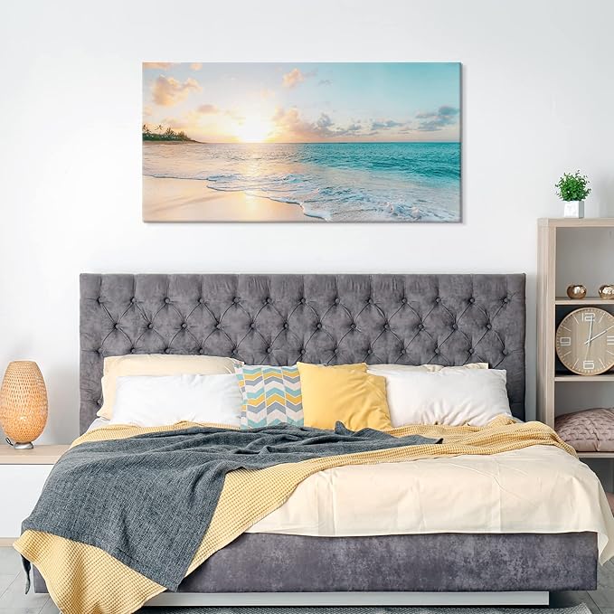 Goldfoilart Large Beach Sunset Canvas Wall Art