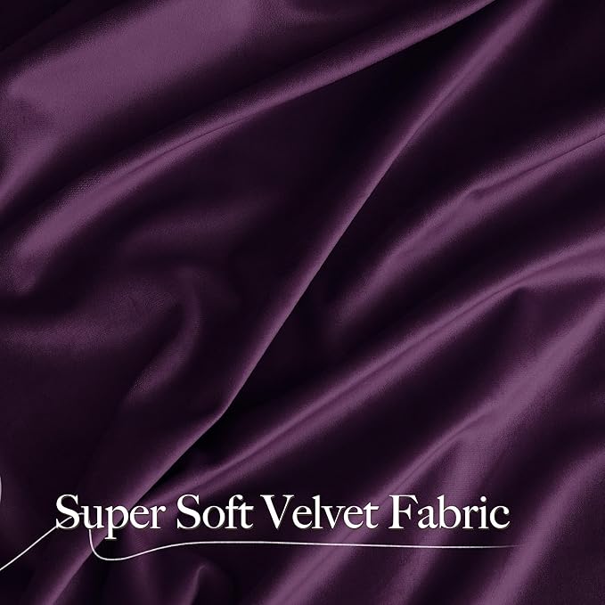 NICETOWN Blackout Purple Gothic Velvet Curtains 96 inch Long, Dark Purple