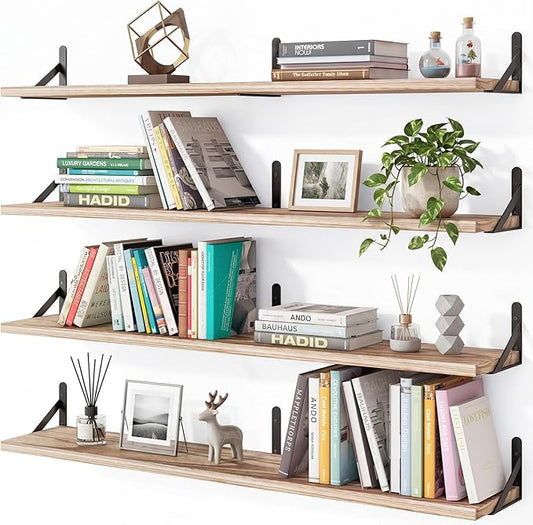 YGEOMER Floating Shelves for Wall, 35in Light Carbonized Brown Wall Shelves for