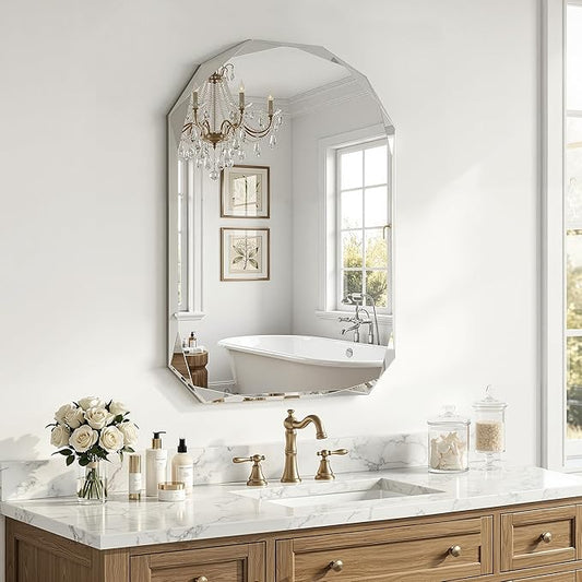 Suidia Bathroom Mirror, Frameless Bathroom Mirror