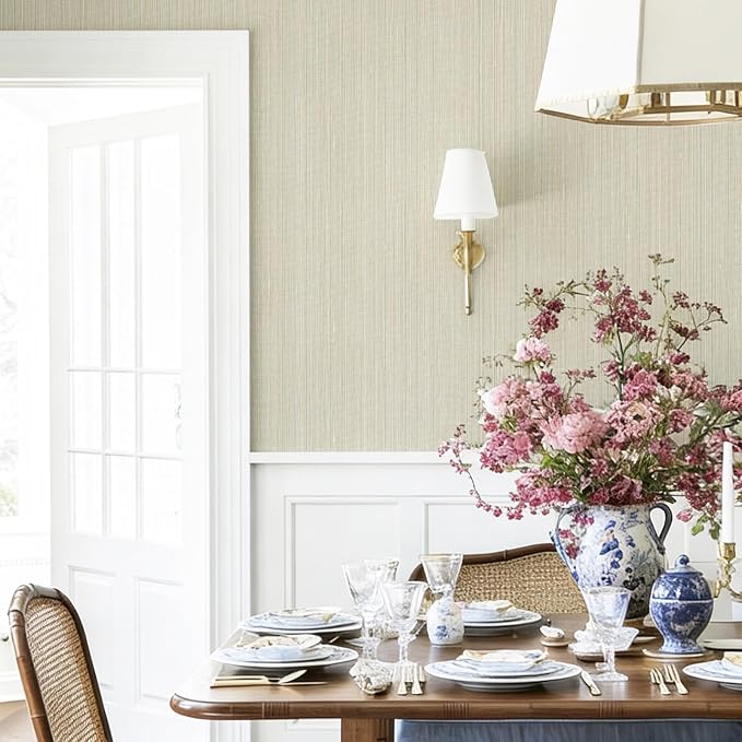 YXTII 20.8" x 393.7" Grasscloth Peel and Stick Wallpaper, Textured Wallpaper
