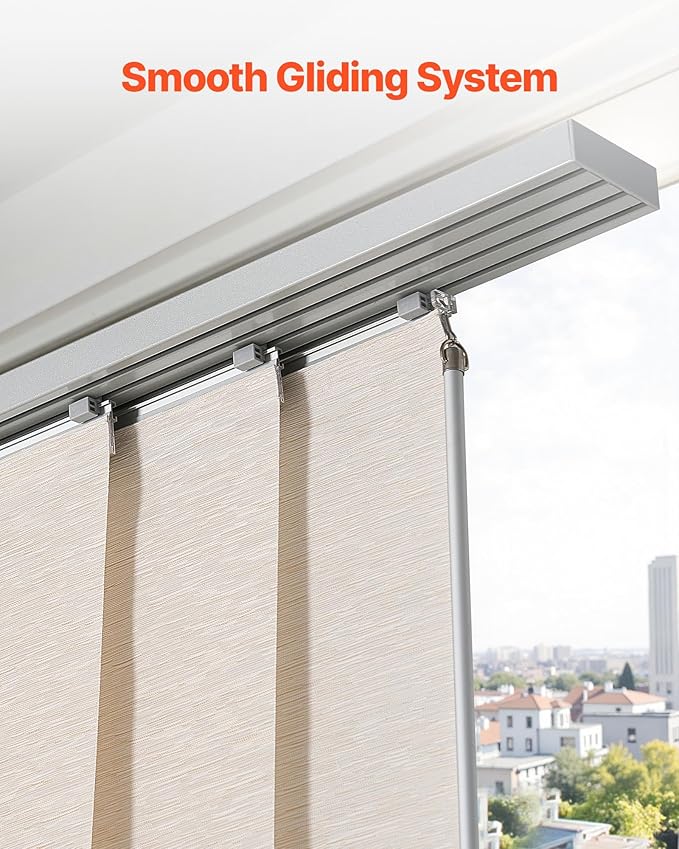 VEVOR Panel Track Blinds, Extendable Track from 45.8 in to 86 in W, Trimmable