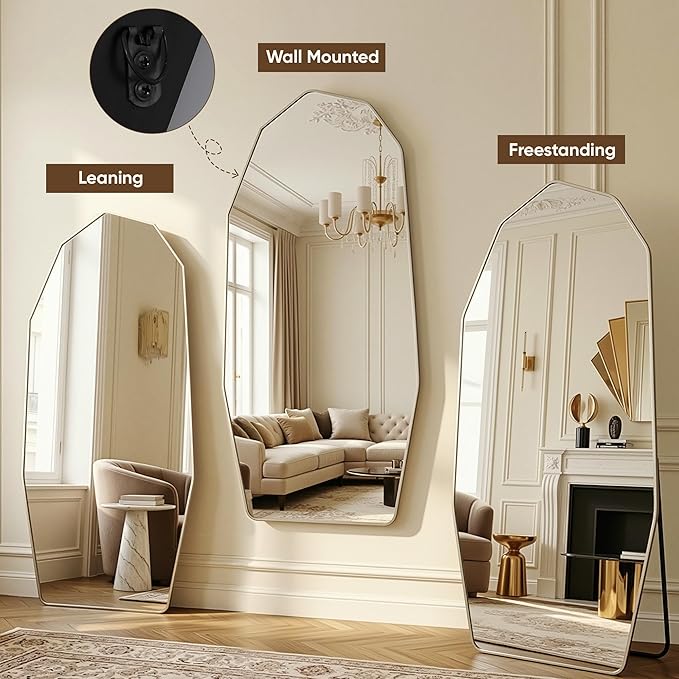 Antok Full Length Mirror, Free Standing Wall Mounted or Leaning Full Body Mirror