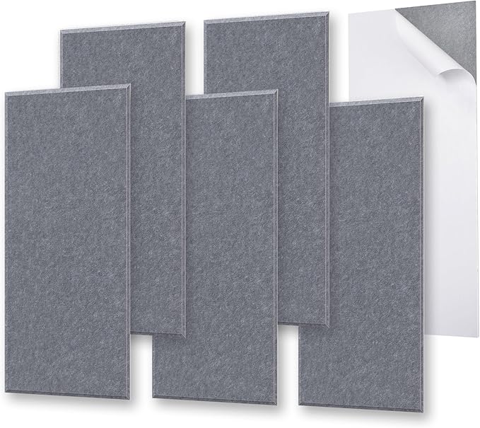 6 Pack Self-Adhesive Acoustic Panels, 15.75" X 31.5" X 0.47" Soundproof Wall