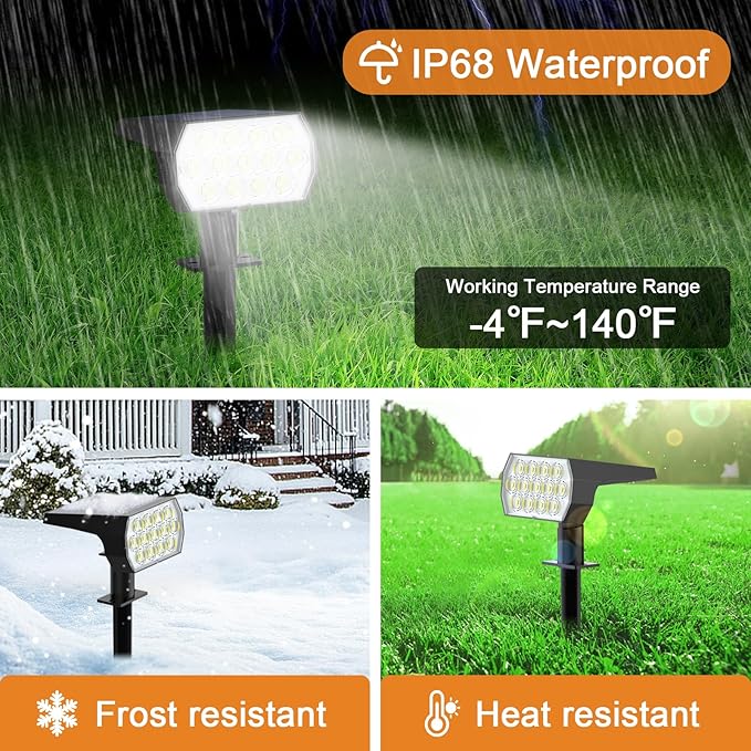 WELALO Solar Spot Lights Outdoor, Solar Landscape Spotlights, Solar Powered