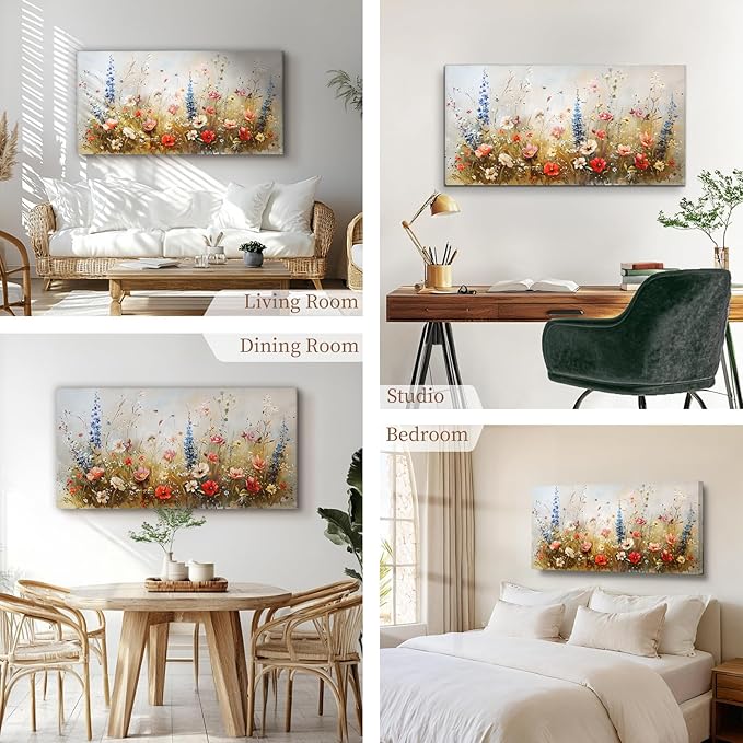 SERIMINO Spring Wildflower Wall Art, Nature Botanical Floral Large Artwork
