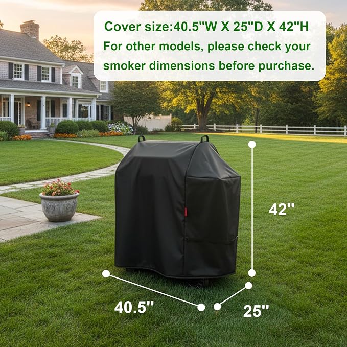 Outdoor Grill Cover Fits Weber Searwood 600 Pellet Smoker Grill,Heavy Duty Waterproof 600D BBQ Cover for Outside,UV Resistant with Storage Bag & Windproof Straps 40.5" W X 25" D X 42" H
