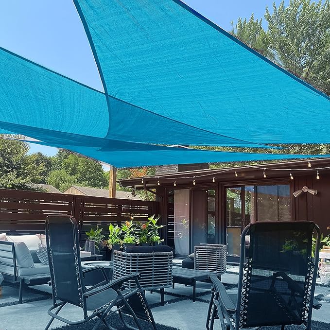 LOVE STORY Custom Size 16'x16'x22.6' Turquoise Blue Sun Shade Sail Right Triangle Sunhsade Fabric Awning Canopy for Patio Backyard Carport Pergola (Customized)