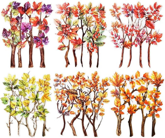 AuriicLeaf Foliage PET Sticker Set, 150PCS Leaf and Branch Stickers for Scrapbooking, Journaling, DIY Crafts, and Art Supplies