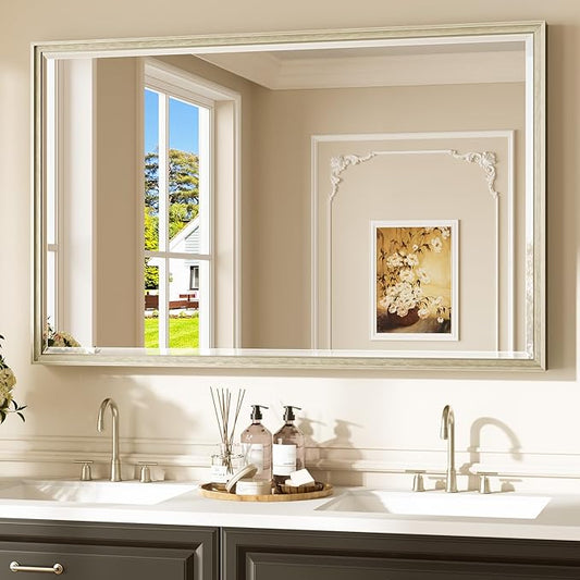 Keonjinn 48" x 30" Brushed Nickel Bathroom Mirrors