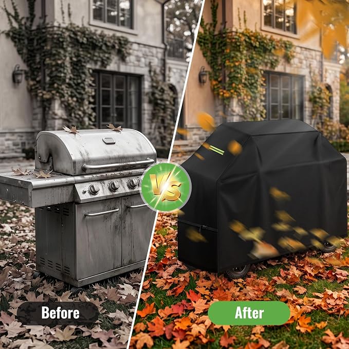 Grill Cover for Backyard & Gas Grills - 55×24×43 Inch Heavy Duty Waterproof, Windproof Buckles & Night Vision Handles