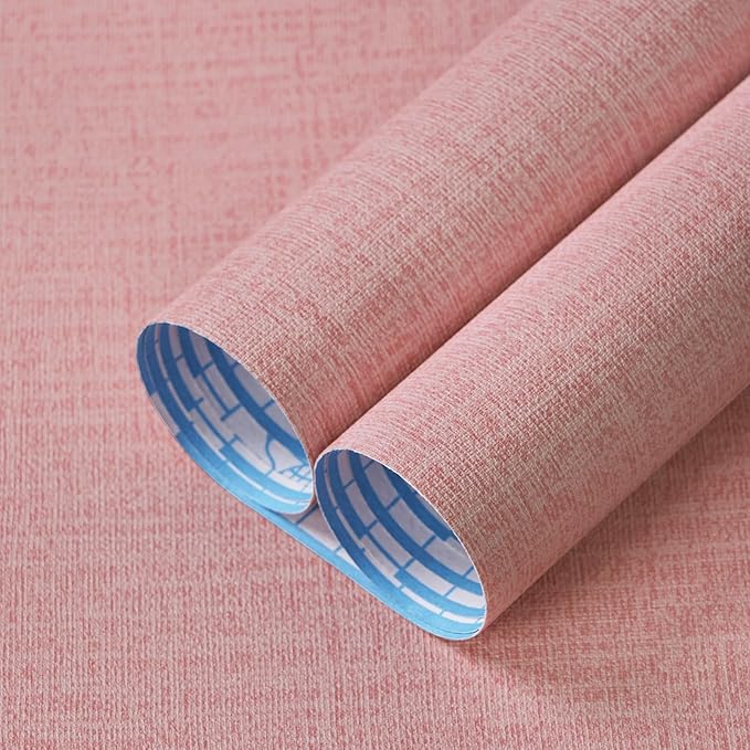 Guvana Grasscloth Peel and Stick Wallpaper Pink Textured Contact Paper Modern