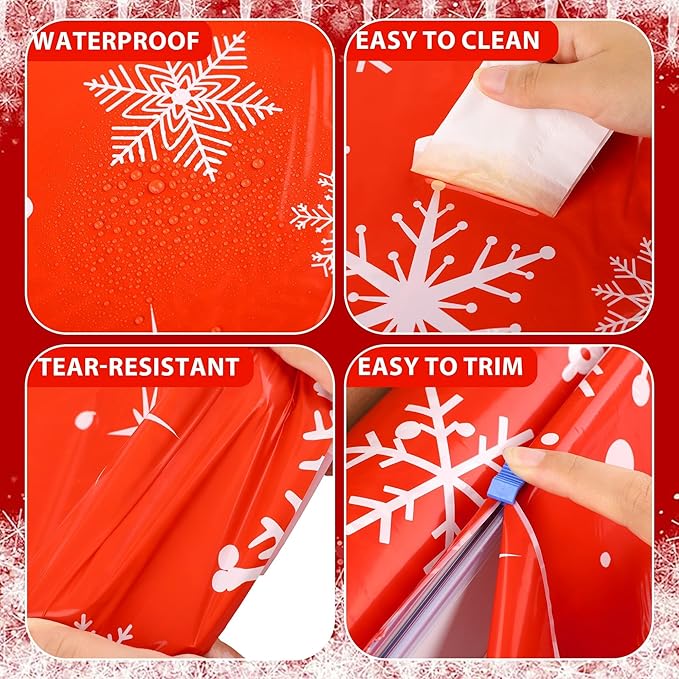 Kochorie 100 Ft x 54 Inch Snowflake Tablecloth Roll