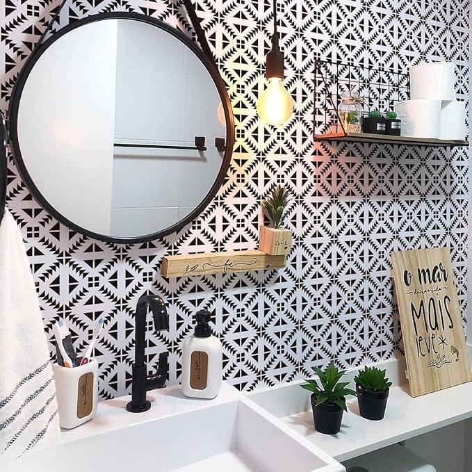 Jeweluck Black and White Peel and Stick Wallpaper Black and White Removable
