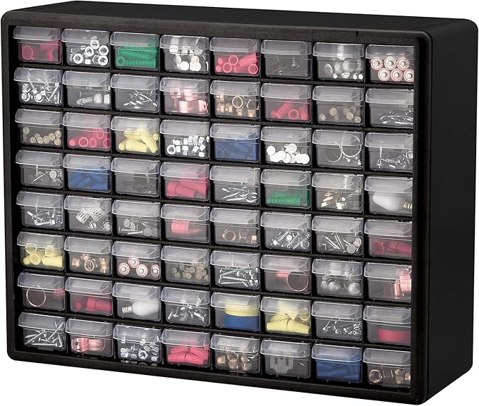 Akro-Mils 64-Drawer Plastic Storage Cabinet, 20-Inch W x 6-Inch D x 16-Inch H |
