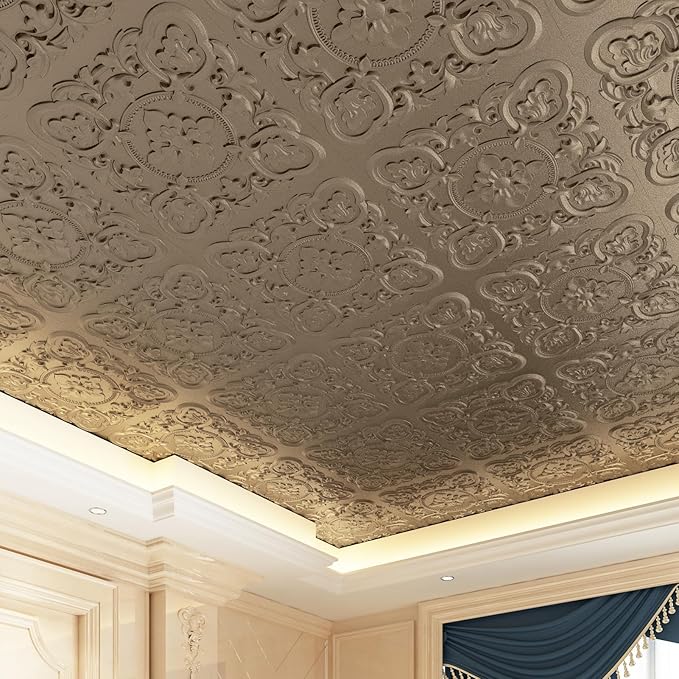 Art3dwallpanels 12 Pack Drop Ceiling Tiles, 24 x 24 Inch High Grade PVC 3D Wall