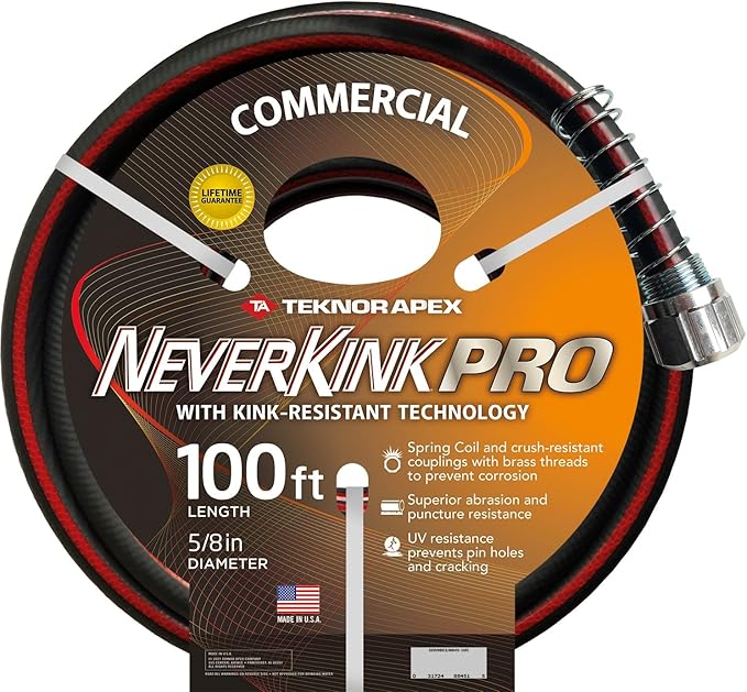 Neverkink Pro 5/8" x 100' Commercial Duty Durable Kink Free Garden Hose