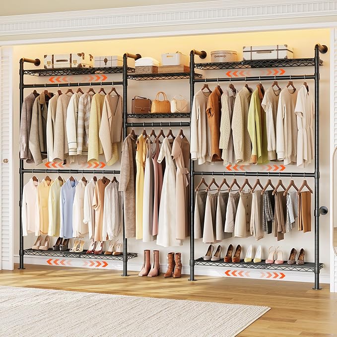 ONBRILL H3 Plus Expandable Wall Mounted Closet System, 5.7FT-8.2FT Closet