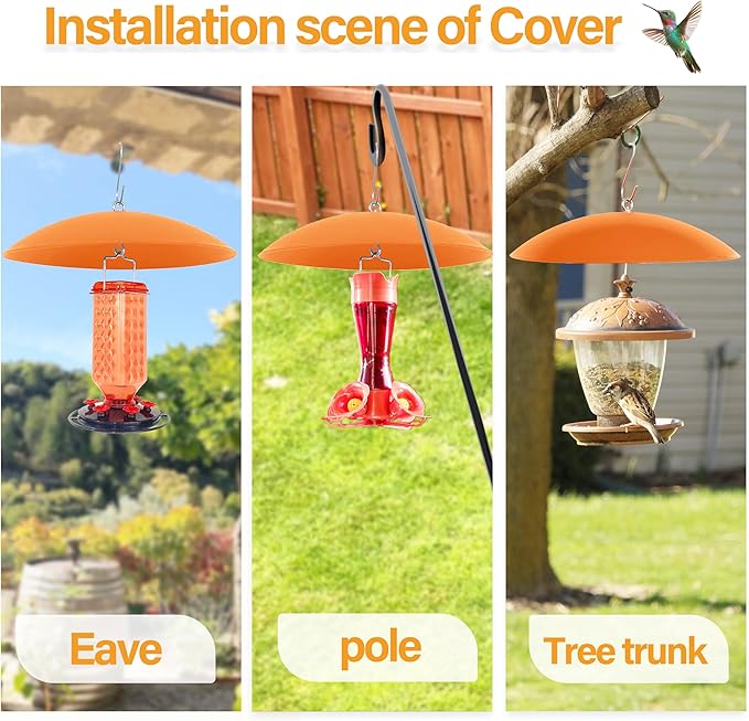13" Hummingbird Feeder Shade Cover,Bird Feeder Dome Rain Cover,Smart Bird Feeders Umbrella,Squirrel Baffle for Shepherd's Hook Outdoors (Terracotta), 1 Pack