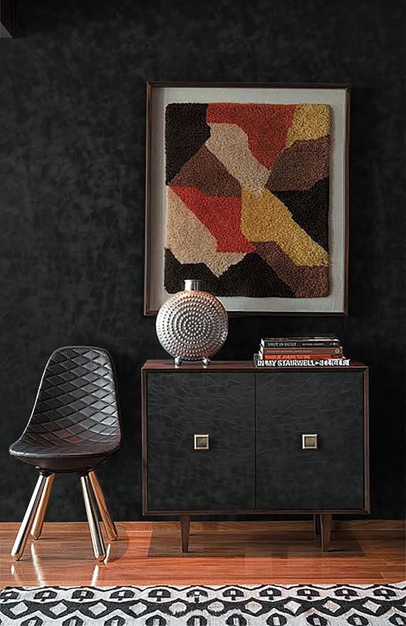 Yasinet Peel and Stick Wallpaper Black Removable Wallpaper Modern Black Contact