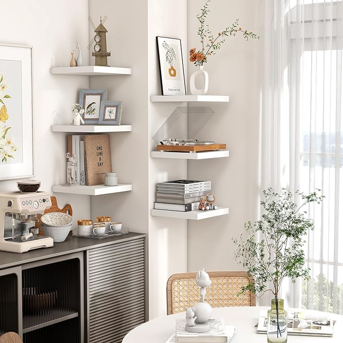 Square Floating Shelves for Wall 8"W x 8"D x 1.2"H, Small Engineered Wood Wall