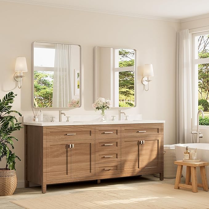 TETOTE Brushed Nickel Bathroom Mirror 30 x 36 Inch
