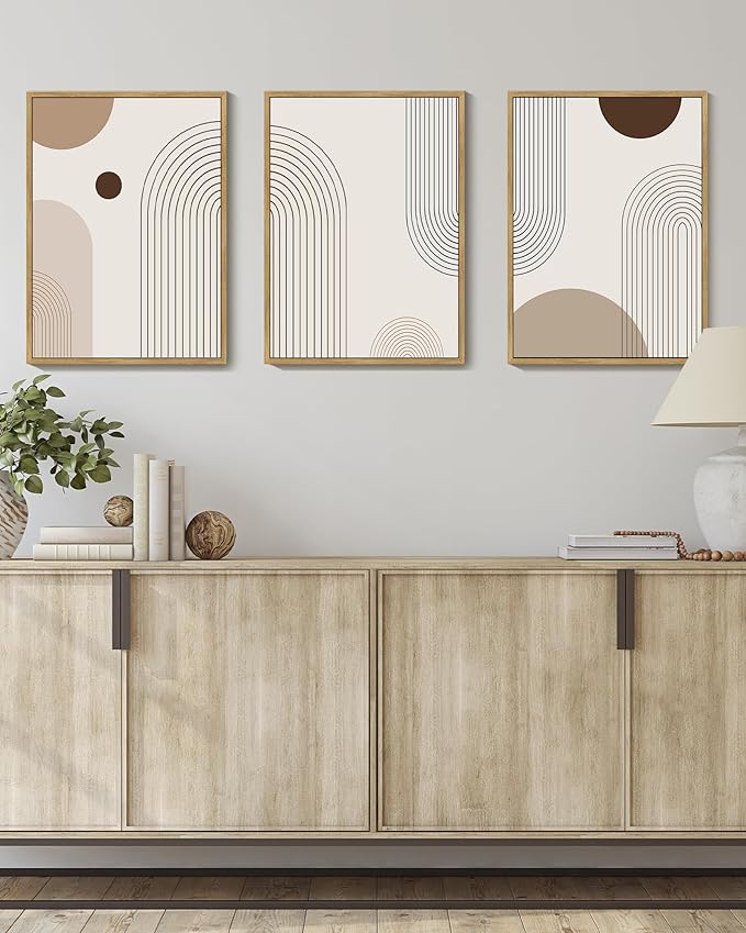PHOPAGO Boho Wall Art Minimalist Bohemain Framed Wall Printing 11x14in Abstract