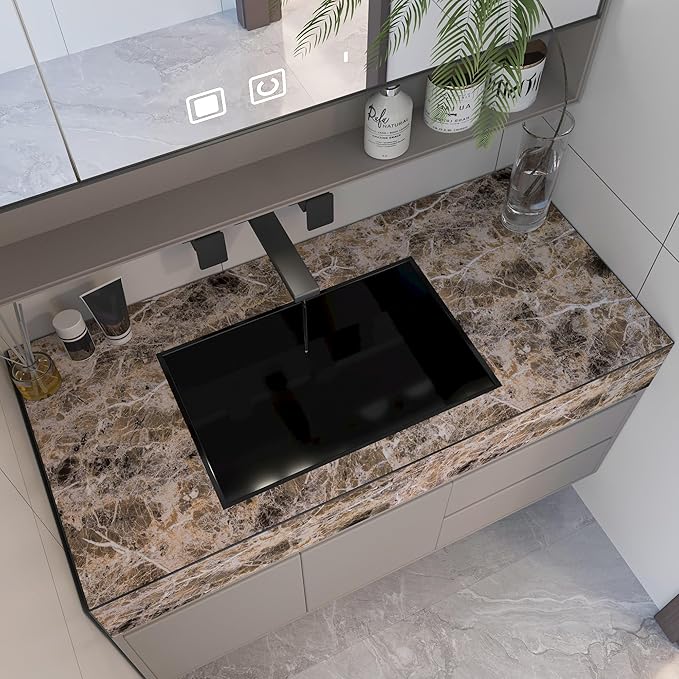 BAYYA Extra Wide Marble Granite Peel and Stick Wallpaper Brown Thicken