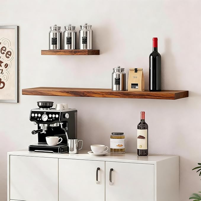 Vervida® Floating Shelves, 47.2 inch Wall Mounted Rustic Wood Shelves