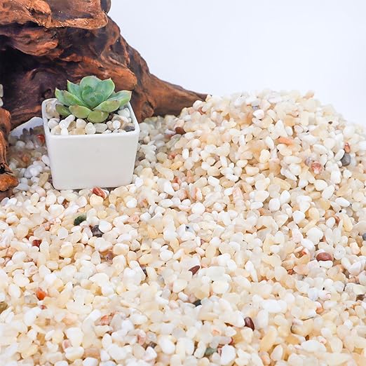 CJGQ 7lb Aquarium Gravel for Plants,1/5 Inch Natural Decorative River Rocks for Succulent and Cactus Landscaping, Natural Small Rocks for Fish Tanks, Vases & Terrariums